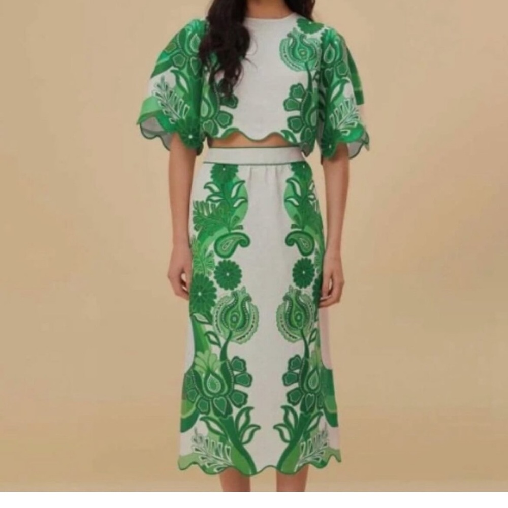Green Floral Women's Skirt